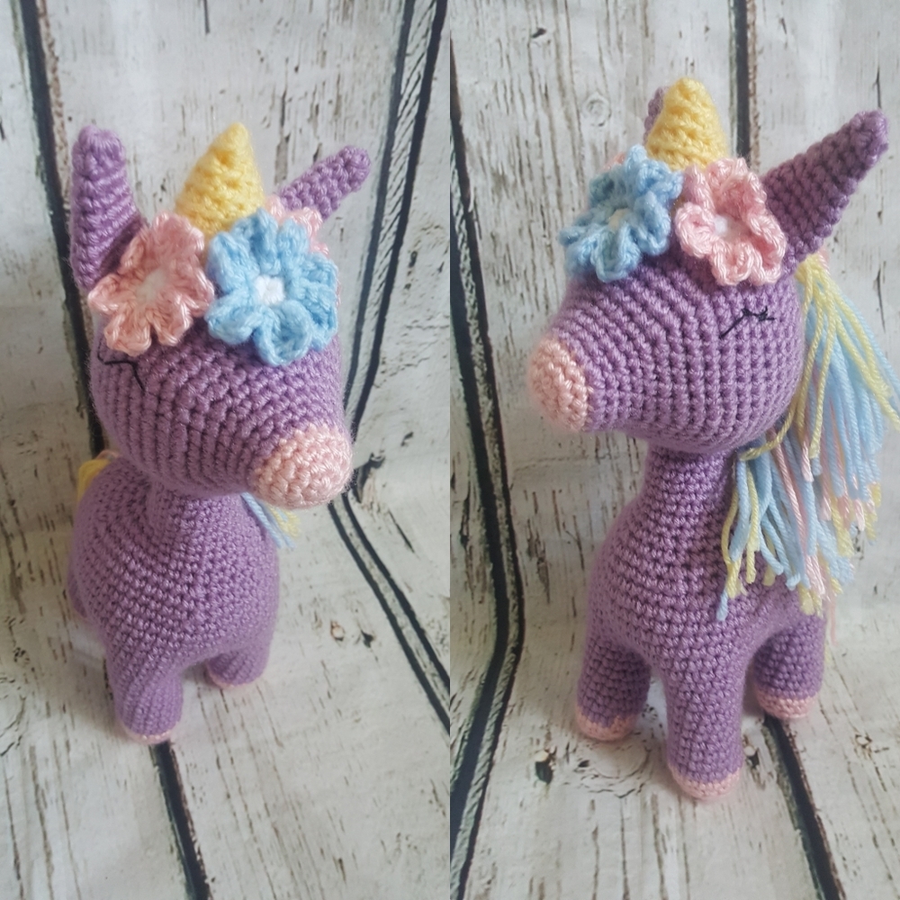 Purple crochet unicorn Amigurumi